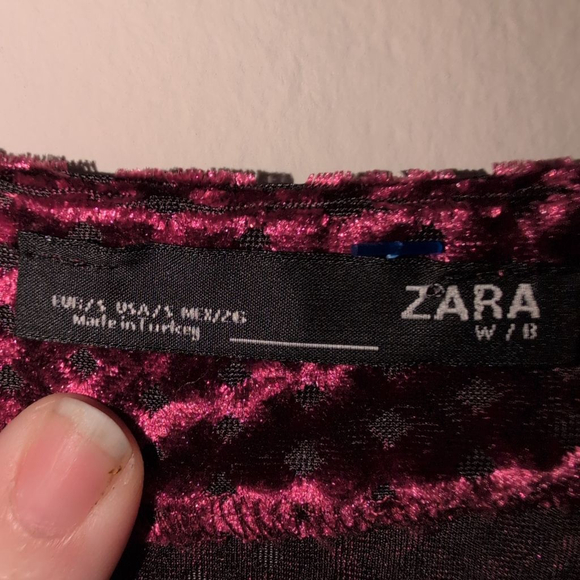 ZARA Burgundy Velvet Tunic Top S Womens - Picture 3 of 6